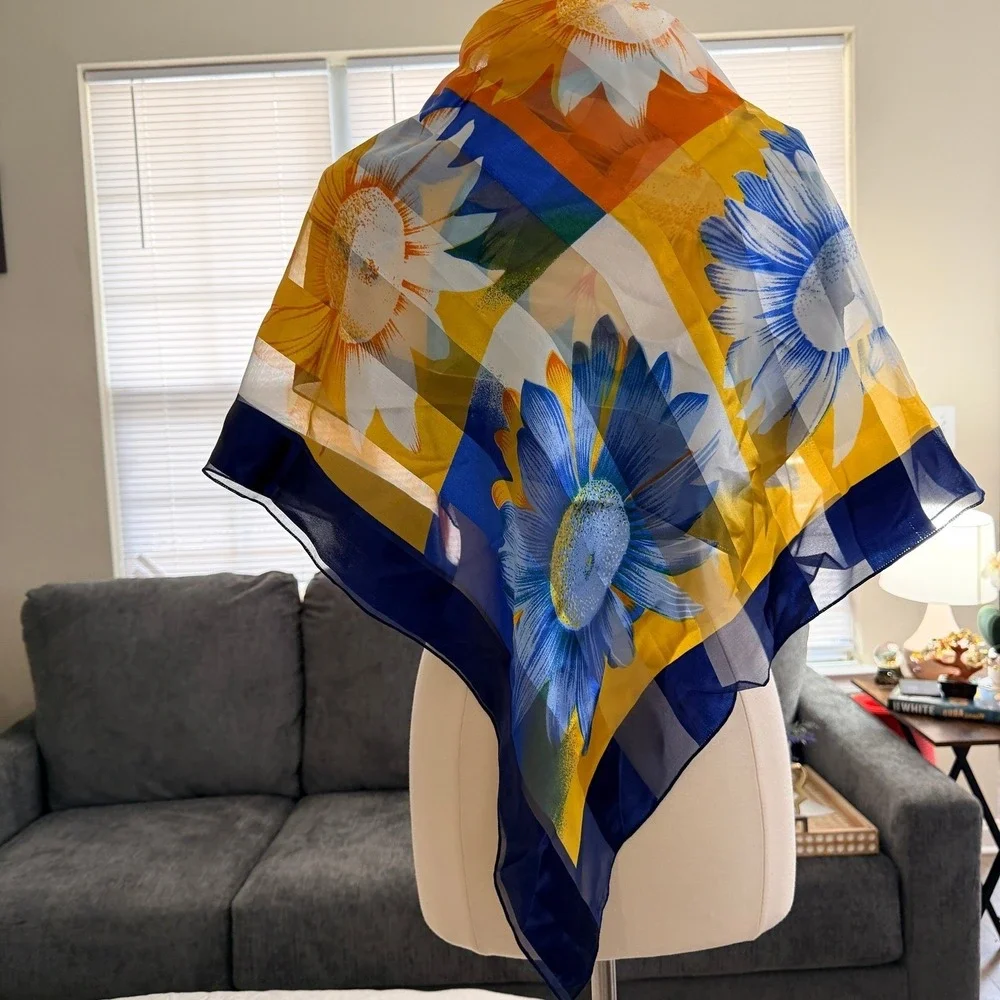 Sunflower‎ Floral Fashion Scarf Satin 3'x3'